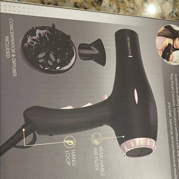 Remington Pearl Ceramic Hair Dryer - Black and Pink - Picture 4 of 6